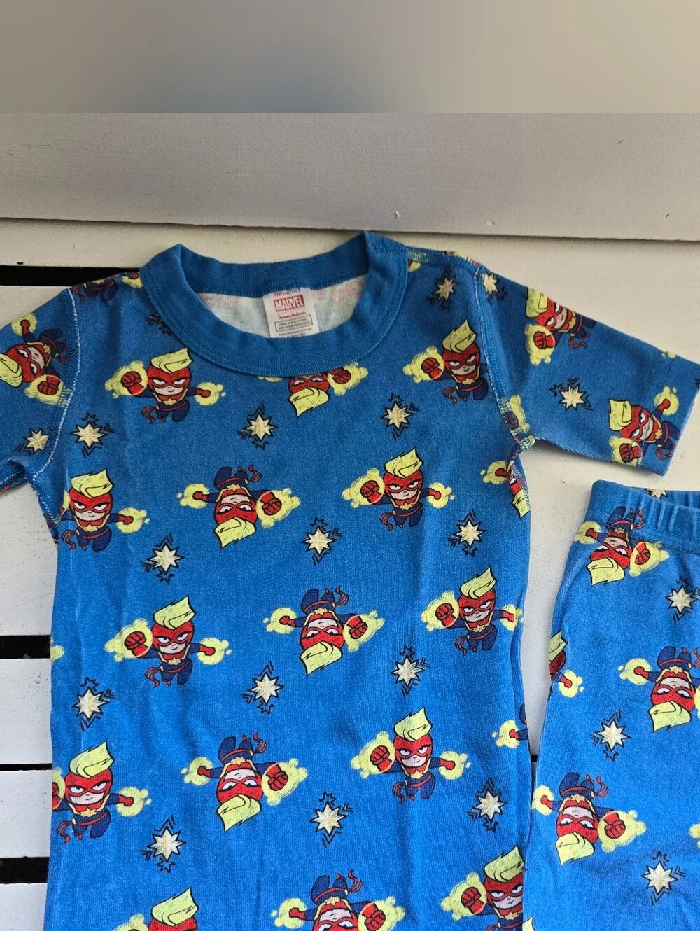 Hanna Andersson Blue Marvel Cartoon Superhero One-Piece